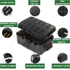 Large Outdoor Electrical Box (12.5 x 8.5 x 5 inch), IP54 Waterproof Extension Cord Cover Weatherproof, Protect Outlet, Plug, Socket, Timer, Power Strip, Holiday Light Decoration, Black