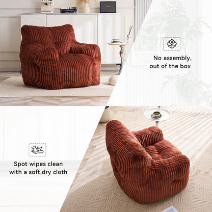 010-Soft Fluffy Corduroy Fabric Bean Bag Chair Filled With Memory Sponge,Red image 6