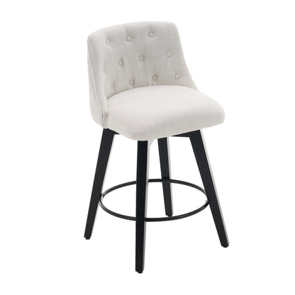 007-360° Swivel Bar Stools Set of 2-Modern 25" Counter Height Stools with Stain-Resistant Line&Button Tufted Back, Solid Wood Frame Barstools for Kitchen Island, Cafe or Home Bar, Easy Assembly White image 10