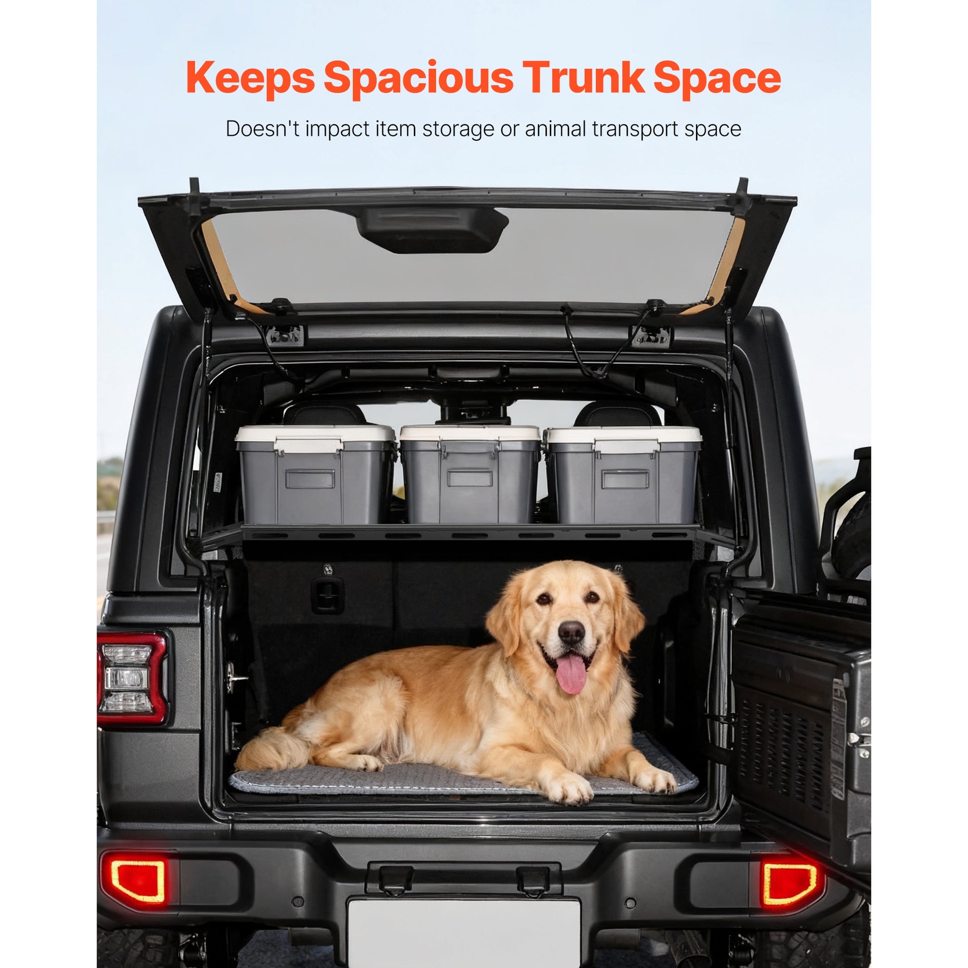 Rear Trunk Cargo Rack, for 2007-2024 Jeep Wrangler JK 4-Door Hardtops, 300 lbs Capacity, Carbon Steel Basket Tray Interior Storage Luggage Carrier with Net, Shelf Stand Organizer for Camping Trip Gear image 12