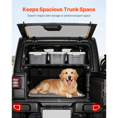 Rear Trunk Cargo Rack, for 2007-2024 Jeep Wrangler JK 4-Door Hardtops, 300 lbs Capacity, Carbon Steel Basket Tray Interior Storage Luggage Carrier with Net, Shelf Stand Organizer for Camping Trip Gear image 12