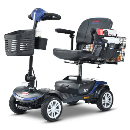 Four wheels Compact Travel Mobility Scooter with 300W Motor for Adult-300lbs, BLUE image 1