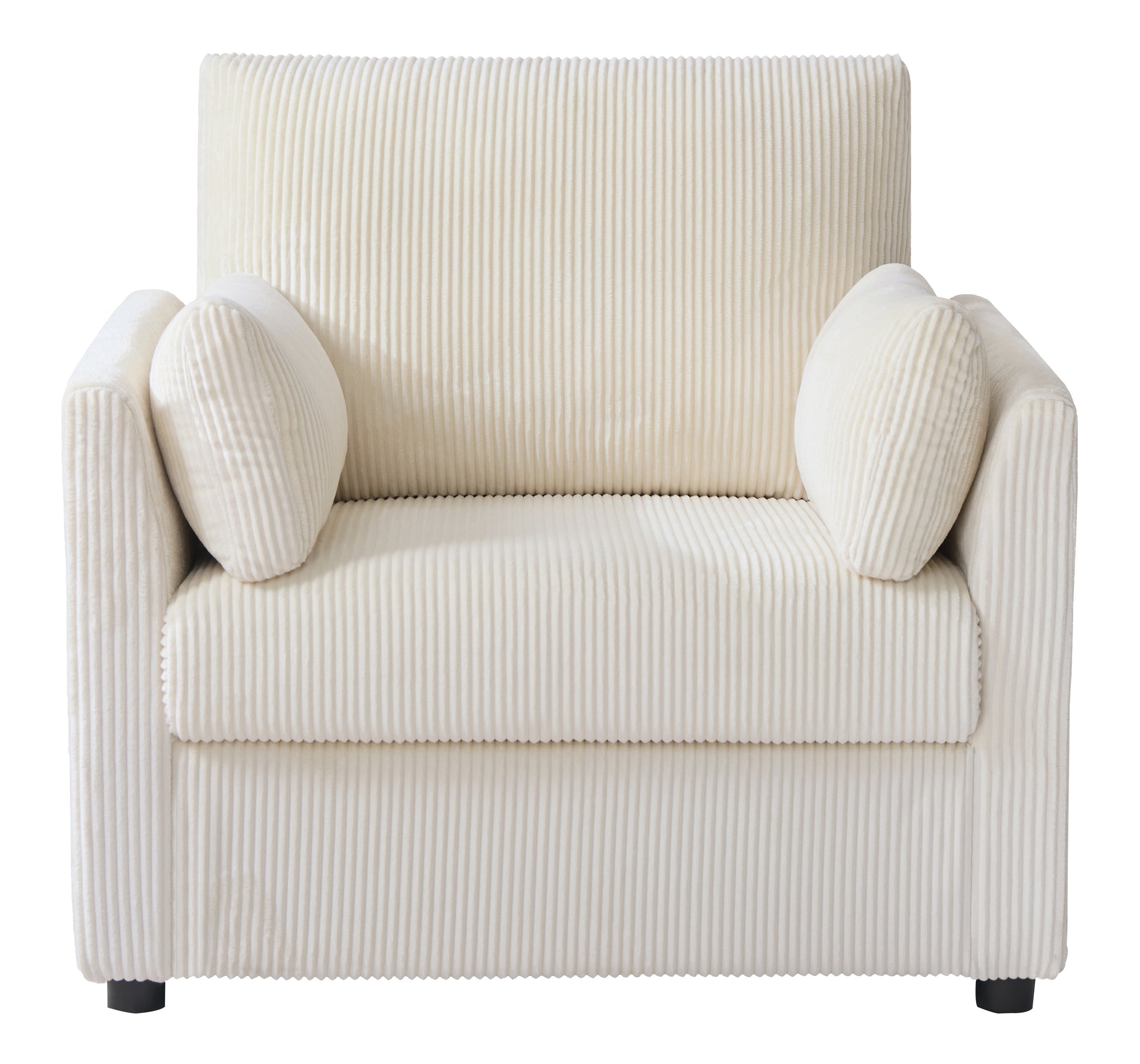 37.75" Corduroy Accent Chair with Side Storage Pockets, Modern Upholstered Single Sofa Armchair with 2 Pillows, Comfy Oversized Reading Chair for Living Room, Bedroom, Apartment image 7