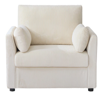 37.75" Corduroy Accent Chair with Side Storage Pockets, Modern Upholstered Single Sofa Armchair with 2 Pillows, Comfy Oversized Reading Chair for Living Room, Bedroom, Apartment image 7