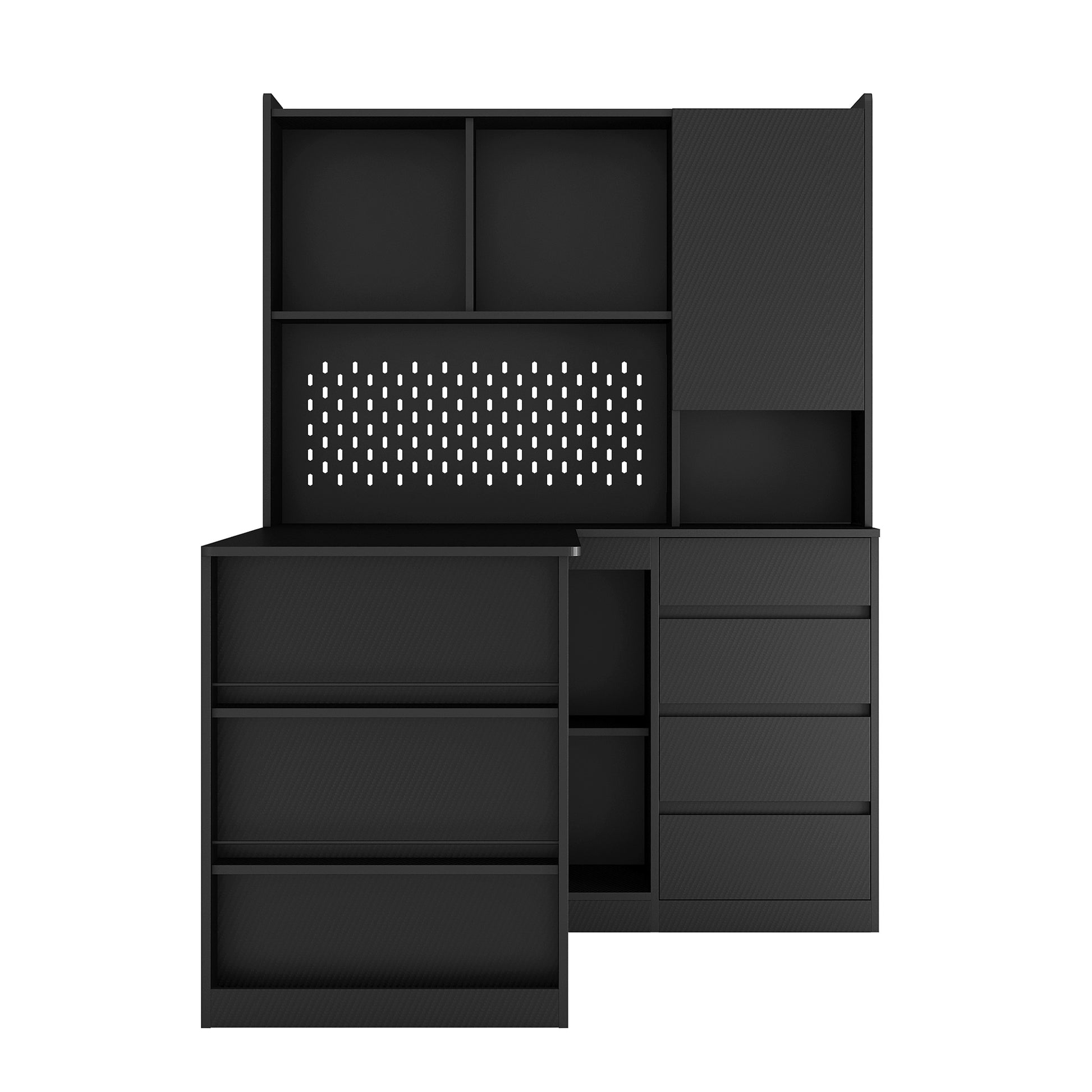 L Shaped Desk with Charger,Computer Desk with Drawers,Bookshelf, with LED Light,Modern Corner Desk,Home Office Desk,L-Shaped Study Table Writing Desk,Corner Gaming Computer Desk with Storage image 5