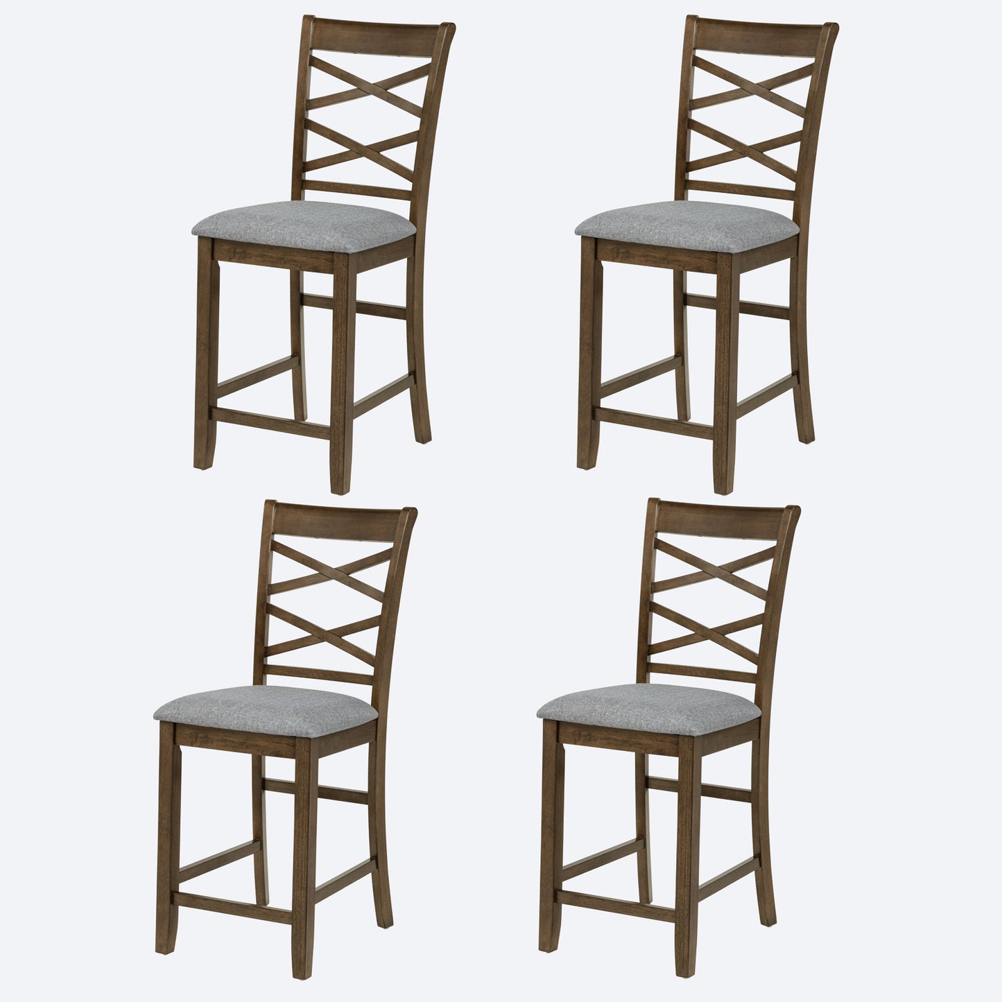 Dining Chairs Only, Wooden Counter Height Chairs Set of 4, Kitchen Chair with Padded Seat, Upholstered Counter Height Chair for Dining Room, Walnut image 1