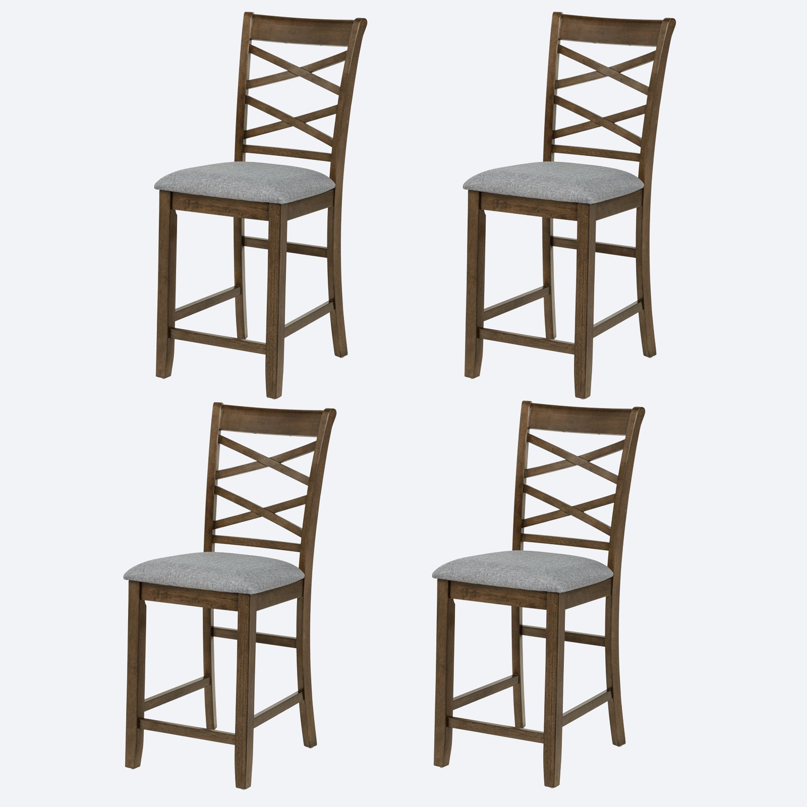 Dining Chairs Only, Wooden Counter Height Chairs Set of 4, Kitchen Chair with Padded Seat, Upholstered Counter Height Chair for Dining Room, Walnut image 1