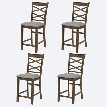Dining Chairs Only, Wooden Counter Height Chairs Set of 4, Kitchen Chair with Padded Seat, Upholstered Counter Height Chair for Dining Room, Walnut image 1