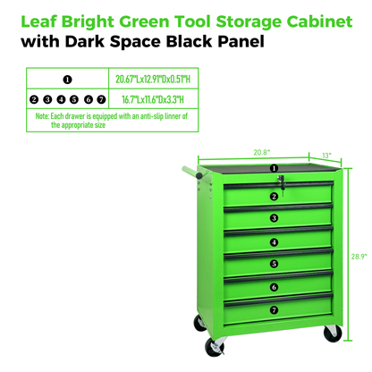 Rolling Metal Tool Chest with 6 Drawers, 20" 6-Drawer Tool Chest Cabinet with Ball Bearing Drawer Slides, Steel Tool Storage Box Organizer -GREEN image 3