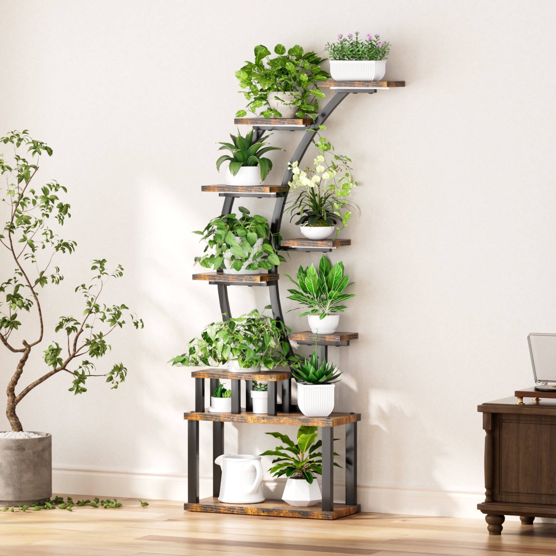 Plant Stand indoor 9-Tiered, 63.6" Tall Plant Stand with 5 Grow Lights, Adjustable Lighting Modes (5/3/2 Lights), 10-Level Dimming & 3 Timer Settings, Energy-Efficient, Perfect for Plant Growth image 5