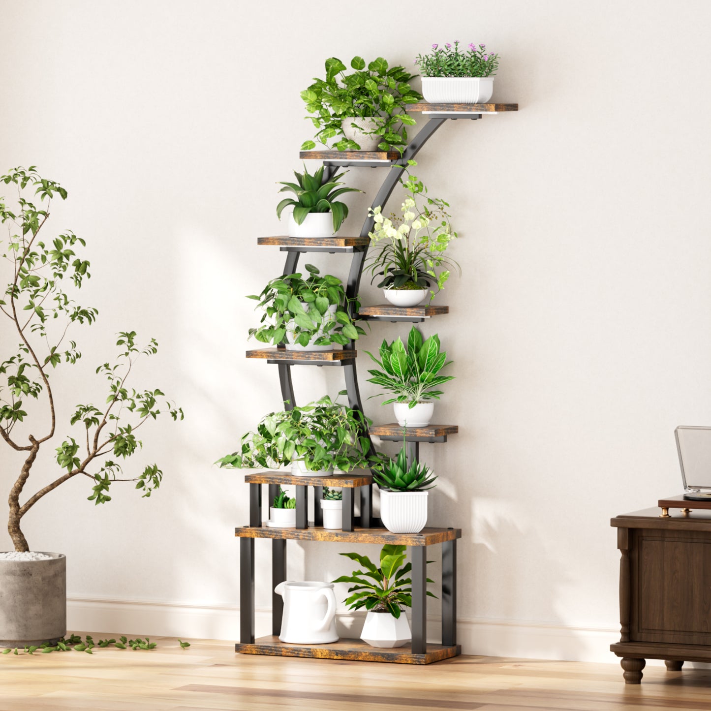 Plant Stand indoor 9-Tiered, 63.6" Tall Plant Stand with 5 Grow Lights, Adjustable Lighting Modes (5/3/2 Lights), 10-Level Dimming & 3 Timer Settings, Energy-Efficient, Perfect for Plant Growth image 5