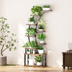 Plant Stand indoor 9-Tiered , 63.6" Tall Plant Stand with 5 Grow Lights, Adjustable Lighting Modes (5/3/2 Lights), 10-Level Dimming & 3 Timer Settings, Energy-Efficient, Perfect for Plant Growth
