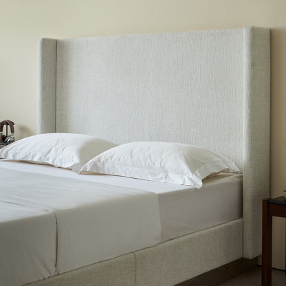 Hosford Upholstered Wingback Bed / Upholstered Wood Base Platform Bed / 52.5" High Headboard / Minimalist / Rusticity / No Box Spring Needed / King / Oat Boucle / No Noise image 4