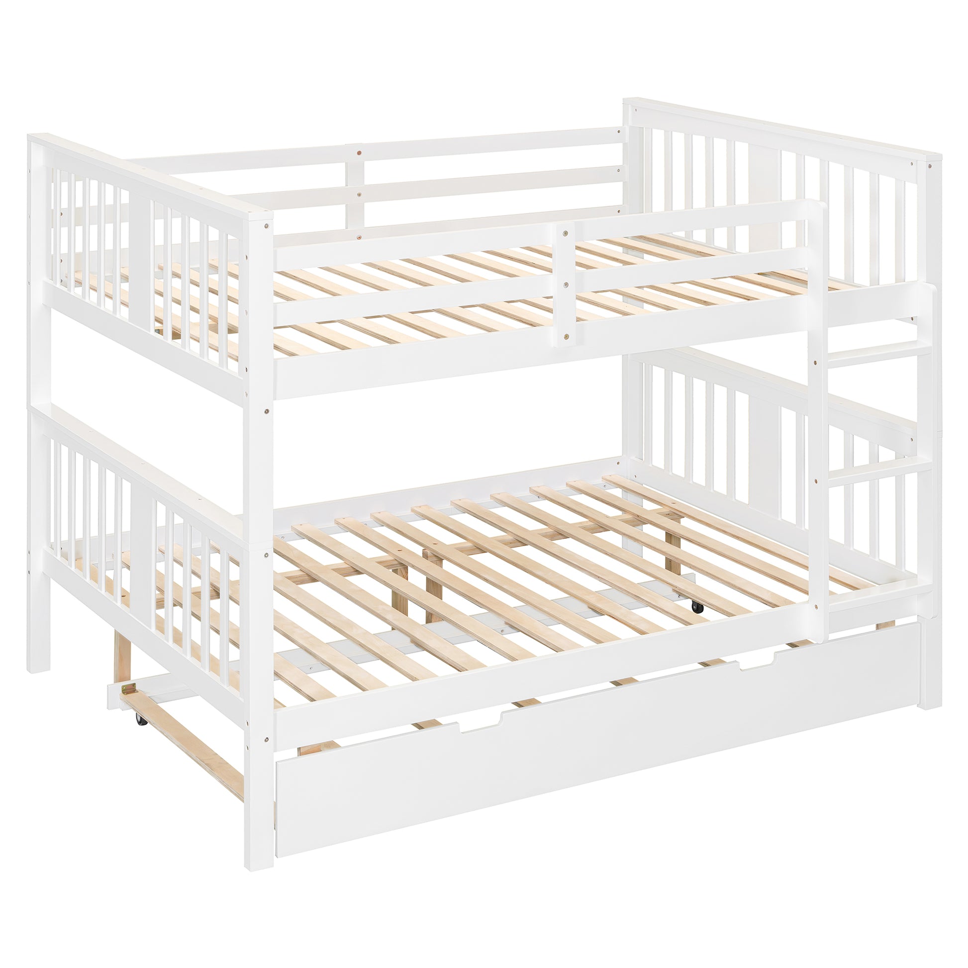 Full over Full Bunk Bed with Twin Size Trundle and Ladder-White(Old SKU: LT000204AAK) image 6