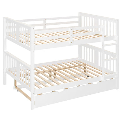 Full over Full Bunk Bed with Twin Size Trundle and Ladder-White(Old SKU: LT000204AAK) image 6