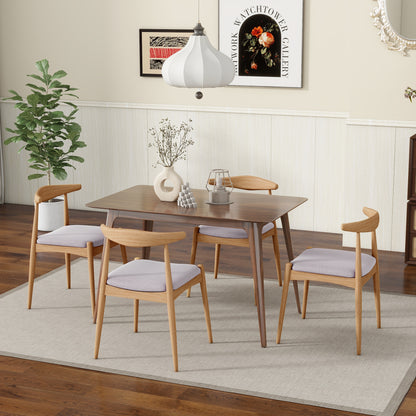 Set of 2 Rubberwood Dining Chairs with Ergonomic Backrest & Comfort Cushions, Natural+Beige (same sku: 59296.00FBEI) image 2