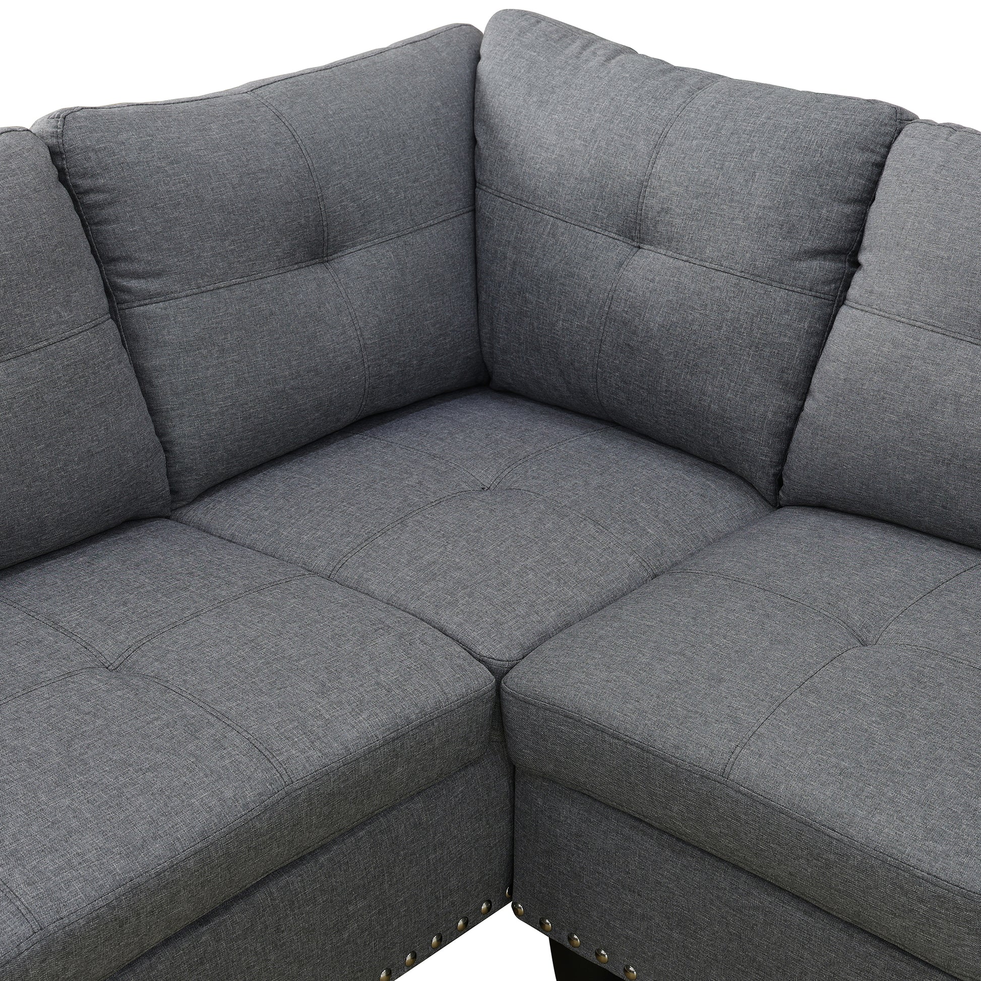 L shape Sectional Sofa Chair with cup holder - Dark Gray-Left image 6