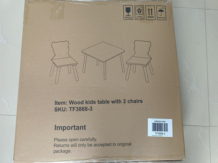 Kids Table and 2 Chairs Set, 3 Pieces Toddler Table and Chair Set, Wooden Activity Play Table Set (Bear&Tiger) image 12