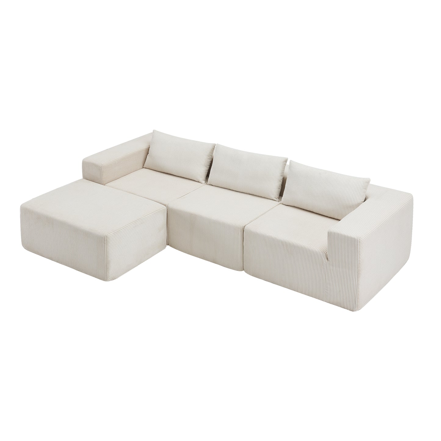 107" Compressed Sectional Sofas (Beige) image 3