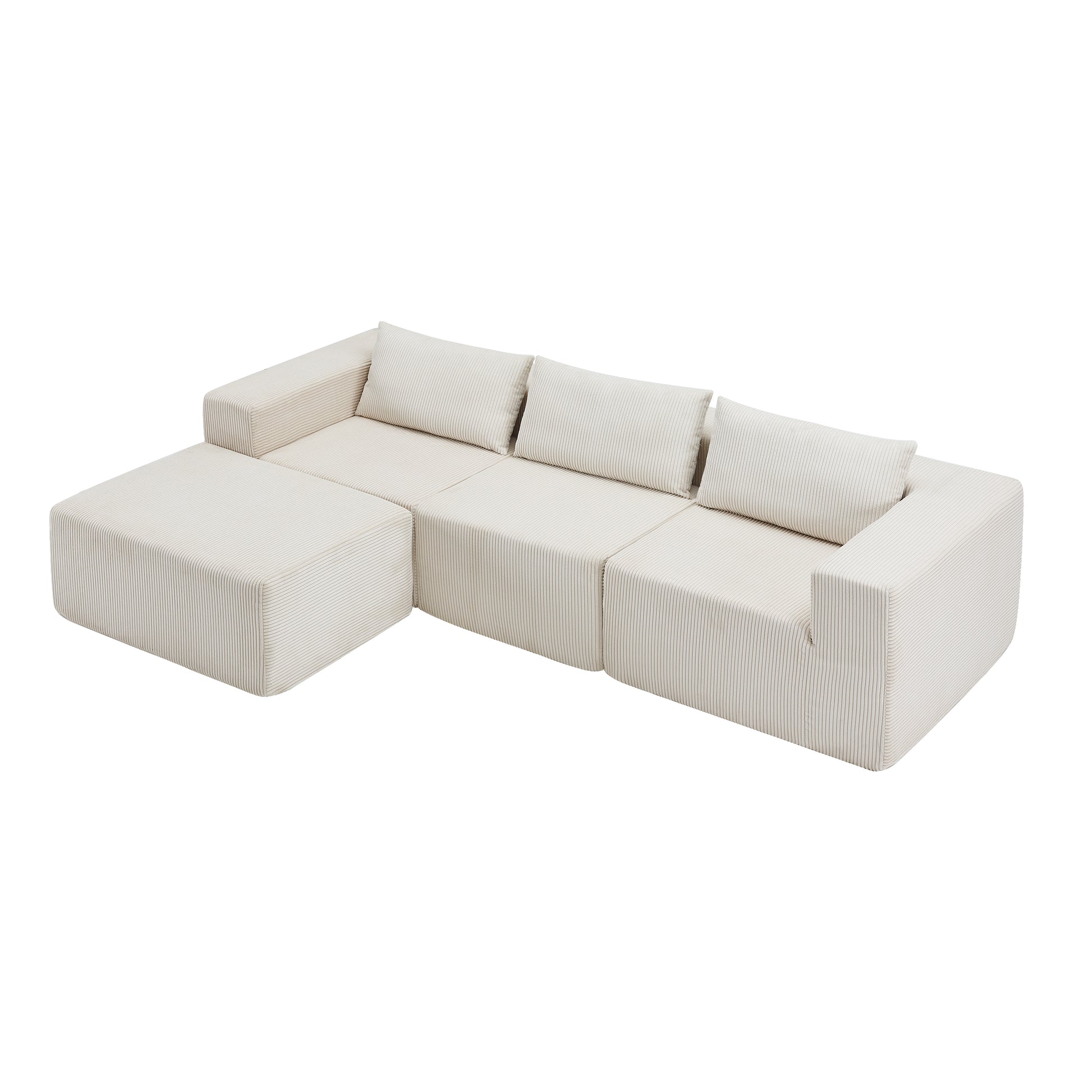 107" Compressed Sectional Sofas (Beige) image 3