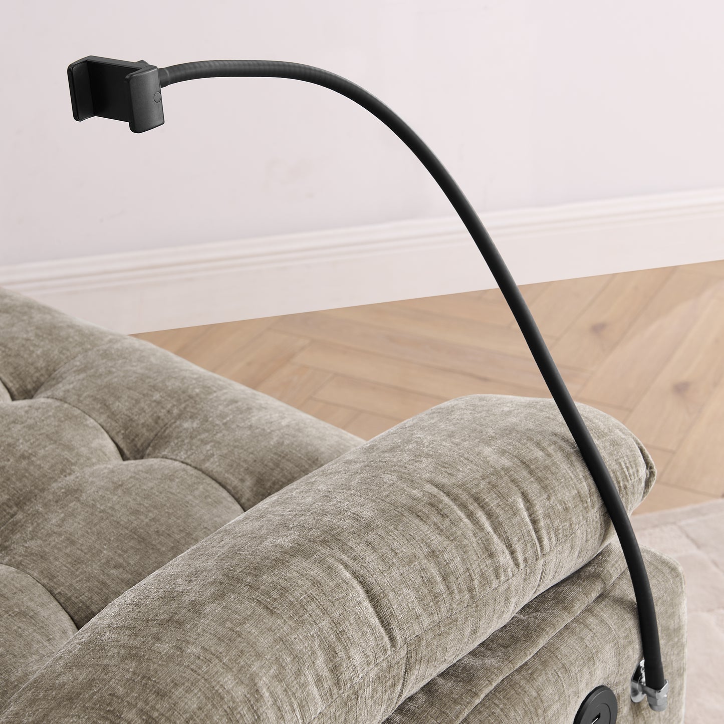 Leisure sofa chair,Double sofa recliner, with manually adjustable backrest, soft padded armrests, side USB charging port and phone stand, comes with a matching storage ottoman-Brown image 10
