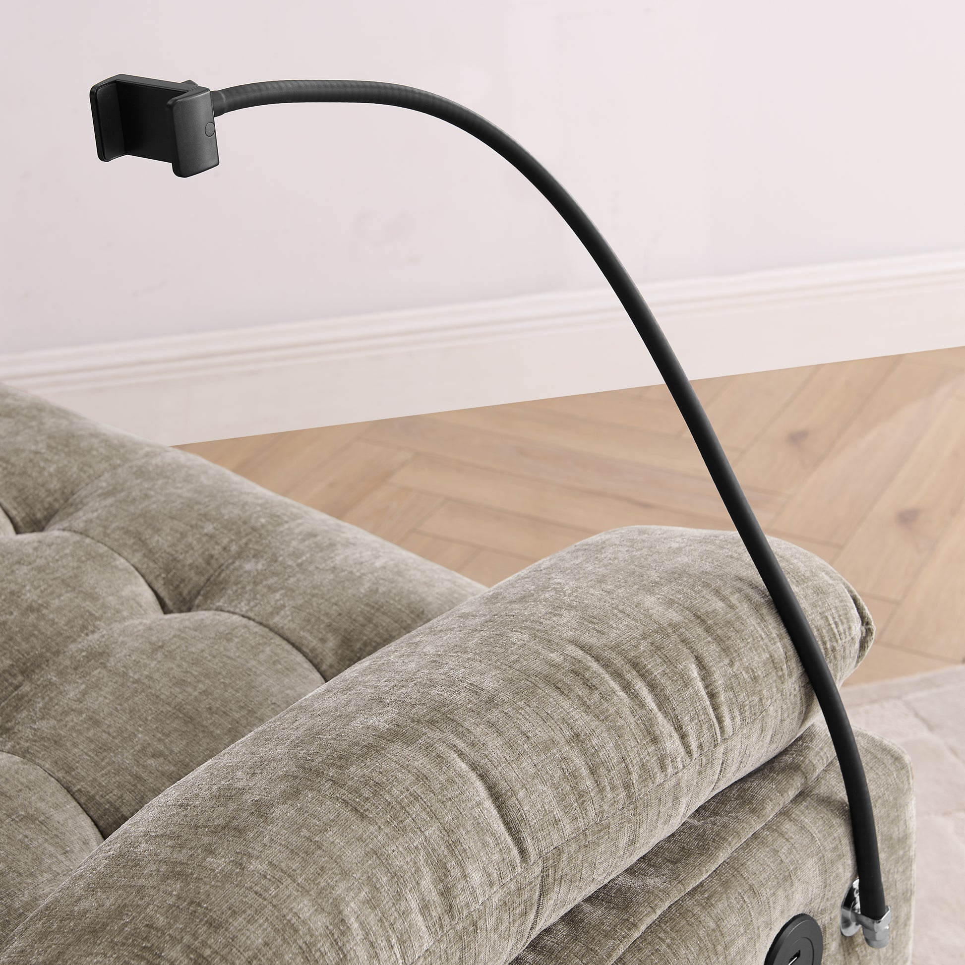 Leisure sofa chair,Double sofa recliner, with manually adjustable backrest, soft padded armrests, side USB charging port and phone stand, comes with a matching storage ottoman-Brown image 10