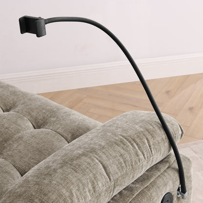 Leisure sofa chair,Double sofa recliner, with manually adjustable backrest, soft padded armrests, side USB charging port and phone stand, comes with a matching storage ottoman-Brown image 10