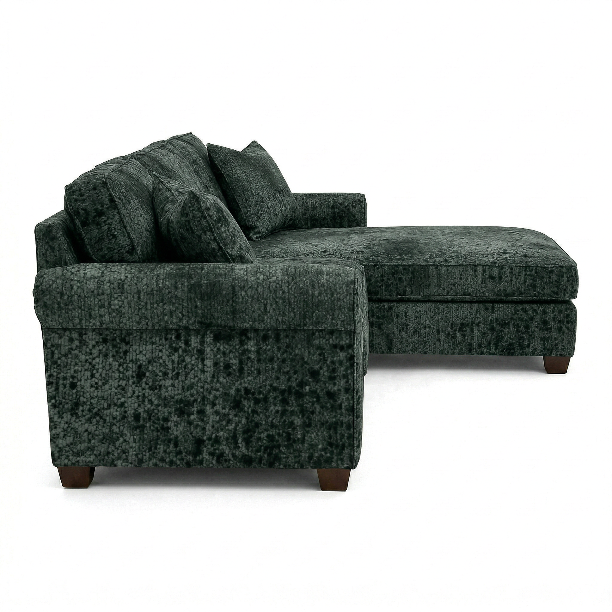 Irlanda Sectional – Made in USA, 5-Day Shipping, Custom Fabric Options, L-Shaped Sectional Wholesale Sectional Furniture - Green Velvet Antique Charcoal - Green image 5