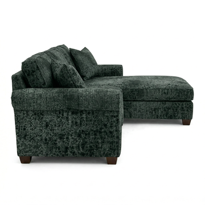 Irlanda Sectional – Made in USA, 5-Day Shipping, Custom Fabric Options, L-Shaped Sectional Wholesale Sectional Furniture - Green Velvet Antique Charcoal - Green image 5
