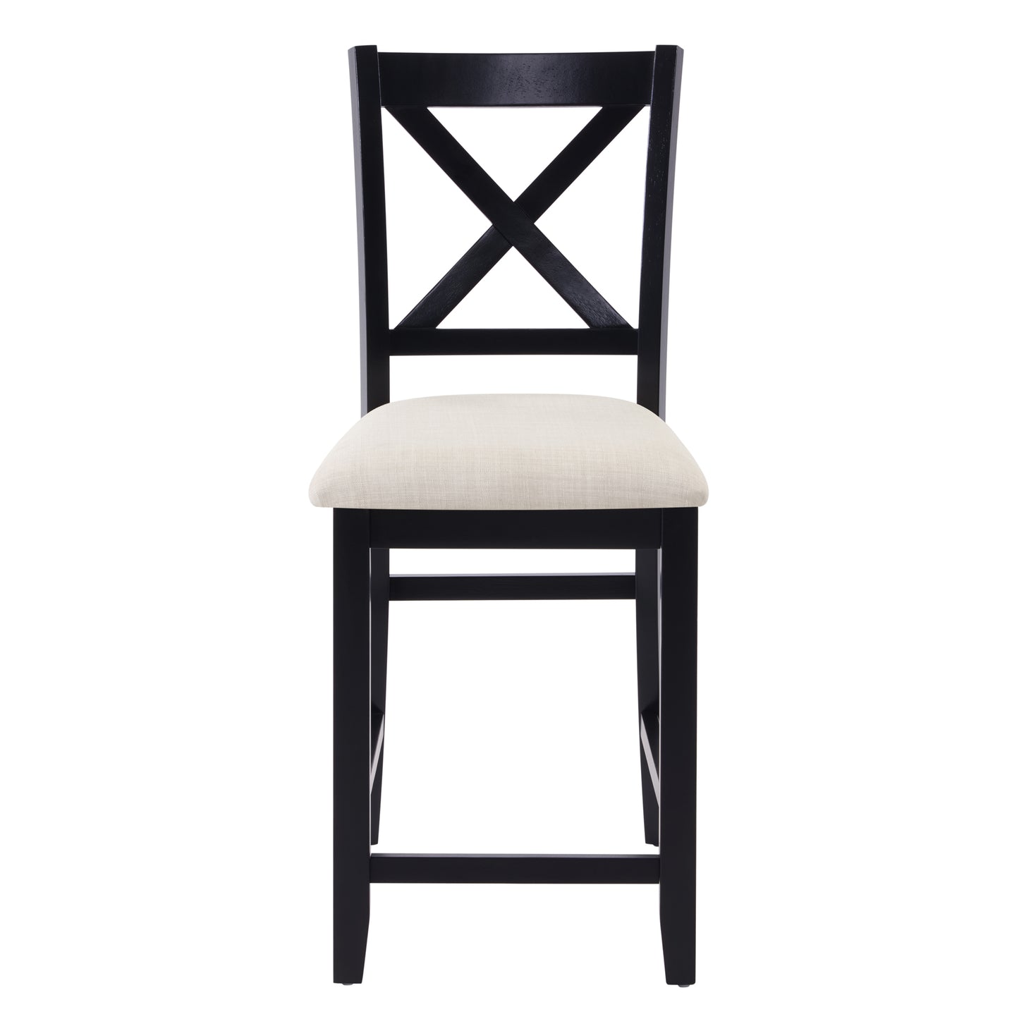 Dining Chairs Only, Wooden Counter Height Dining Chairs Set of 4, Kitchen Chair with Padded Seat, Upholstered Side Chair for Dining Room, Living Room, Kitchen, Black & Beige two tone image 11