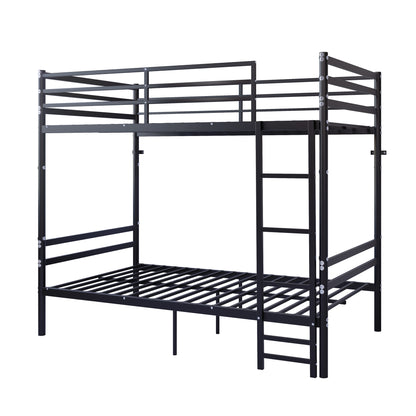 Bunk Bed Twin Over Twin for Kids/Teens/Adults Duty 2 Decker Bed with Flat Ladder, Metal Space Saver Bed with Stairs, Black image 4