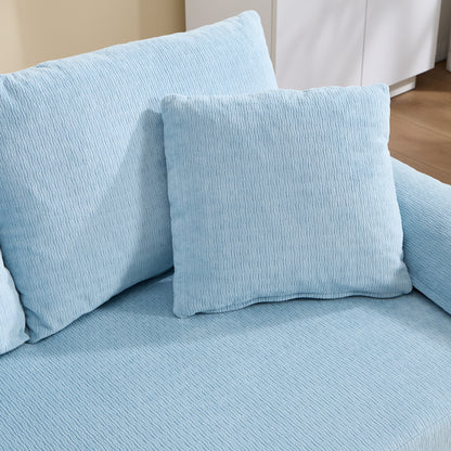 58 inch 3-in-1 Upholstered Futon Sofa Convertible Floor Sofa bed,Foldable Tufted Loveseat with Pull Out Sleeper Couch Bed,Folding Mattres Love Seat Daybed W/Side Pockets for Living Room Blue image 11