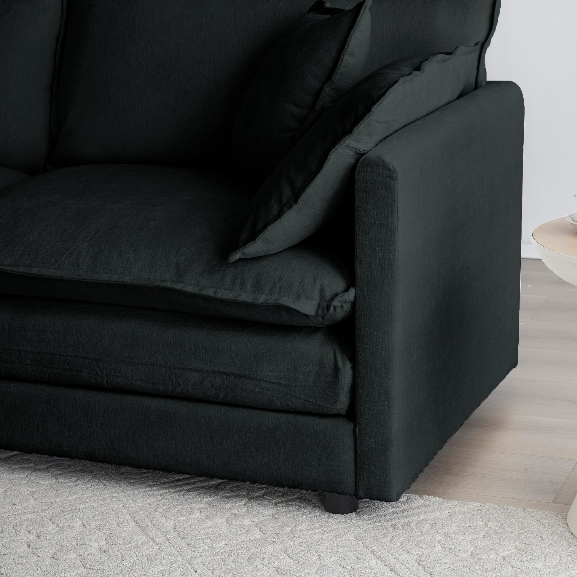 Chenille Fabric Ottomans Footrest to Combine with 2 Seater Sofa, 3 Seater Sofa and 4 Seater Sofa, Black Chenille image 2