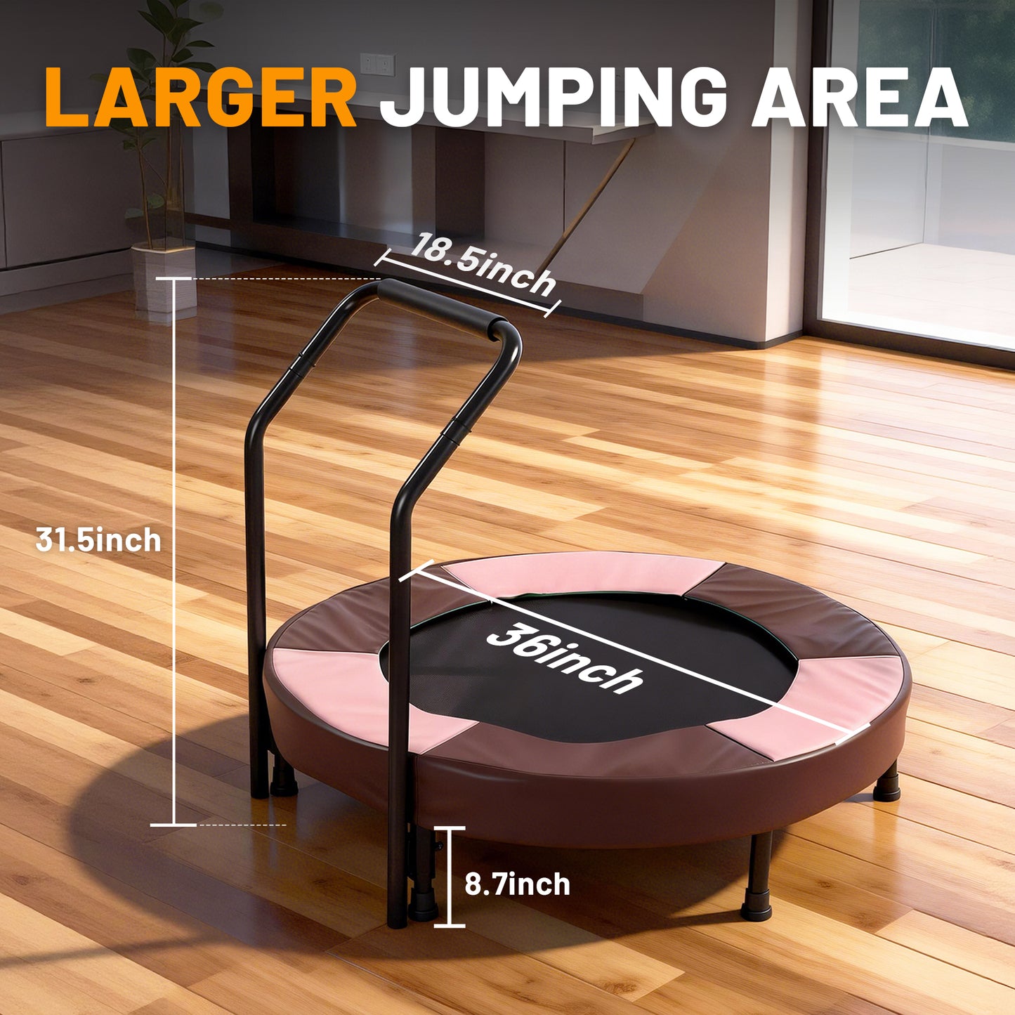 36 inch Nursery Trampoline for Kids, Ages 1 Year Plus, Mini Indoor Foldable Rebounder With Handle,Stable & Quiet,Toddler Trampoline Toys, for Boys & Girls,Bay Bungee Trampoline image 4