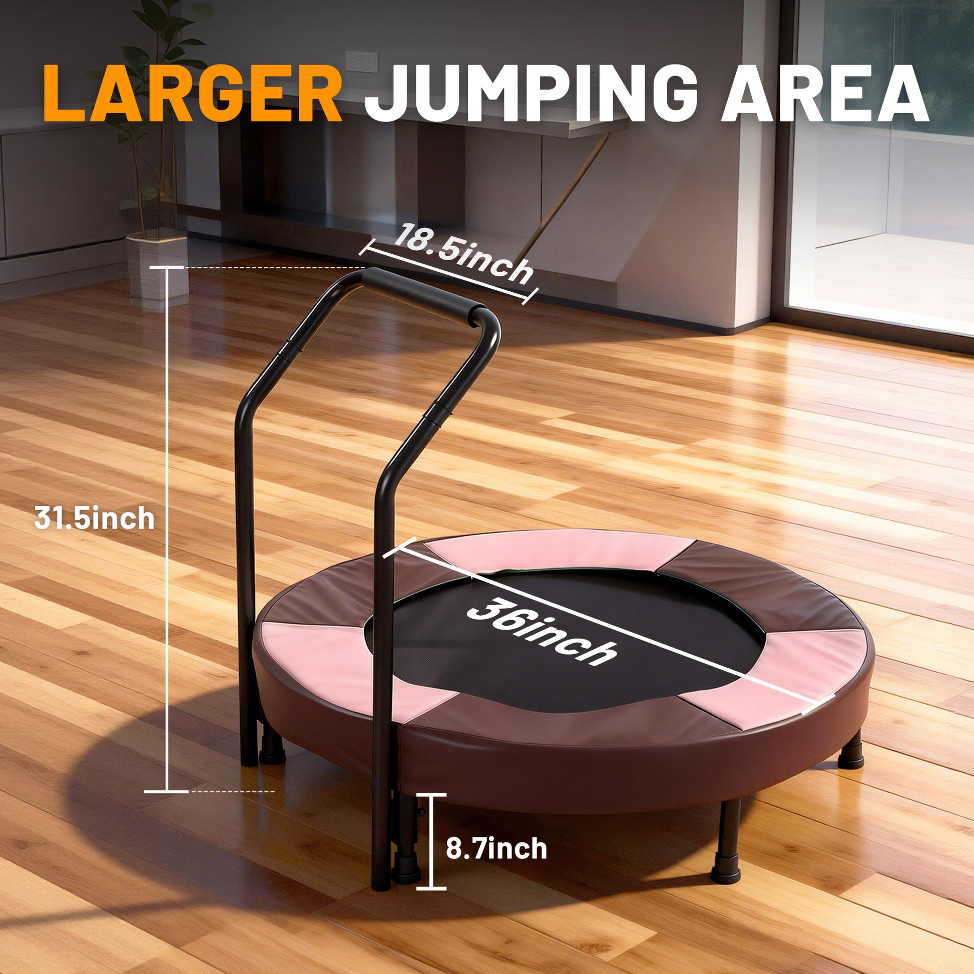 36 inch Nursery Trampoline for Kids, Ages 1 Year Plus, Mini Indoor Foldable Rebounder With Handle,Stable & Quiet,Toddler Trampoline Toys, for Boys & Girls,Bay Bungee Trampoline image 4