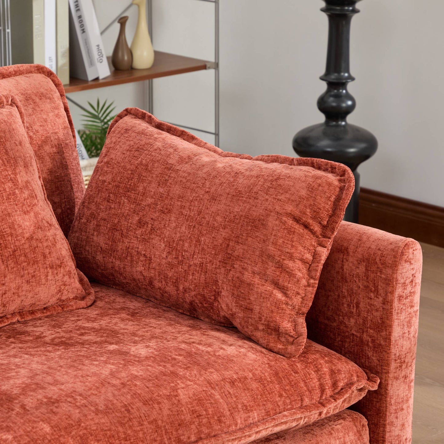 Cloud Sofa Armrests only, Modern Sectional Couch, for Living Room Bedroom and Apartment, Comfy Double Layer Upholstered Seat Cushion, Breathable Chenille Fabric, Orange,SW501EOG image 4
