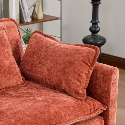 Cloud Sofa Armrests only, Modern Sectional Couch, for Living Room Bedroom and Apartment, Comfy Double Layer Upholstered Seat Cushion, Breathable Chenille Fabric, Orange,SW501EOG image 4