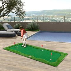 10x5 FT Golf Putting Green, Golf Training Mat with High-quality Turf, 3 Holes, 3 Flags and Cups for Indoor Outdoor