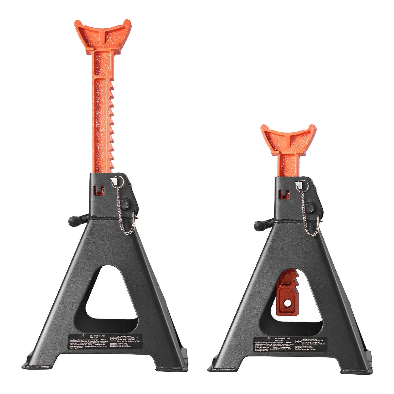 Jack Stands, 6 Ton (13,000 lbs) Capacity, 14.6-22.8 in Adjustable Height, Heavy Duty Steel Jack Auto Stands with Double Locking, for Lifting RV, Small Truck, Car, SUV, 1 Pair, Black and Orange image 1