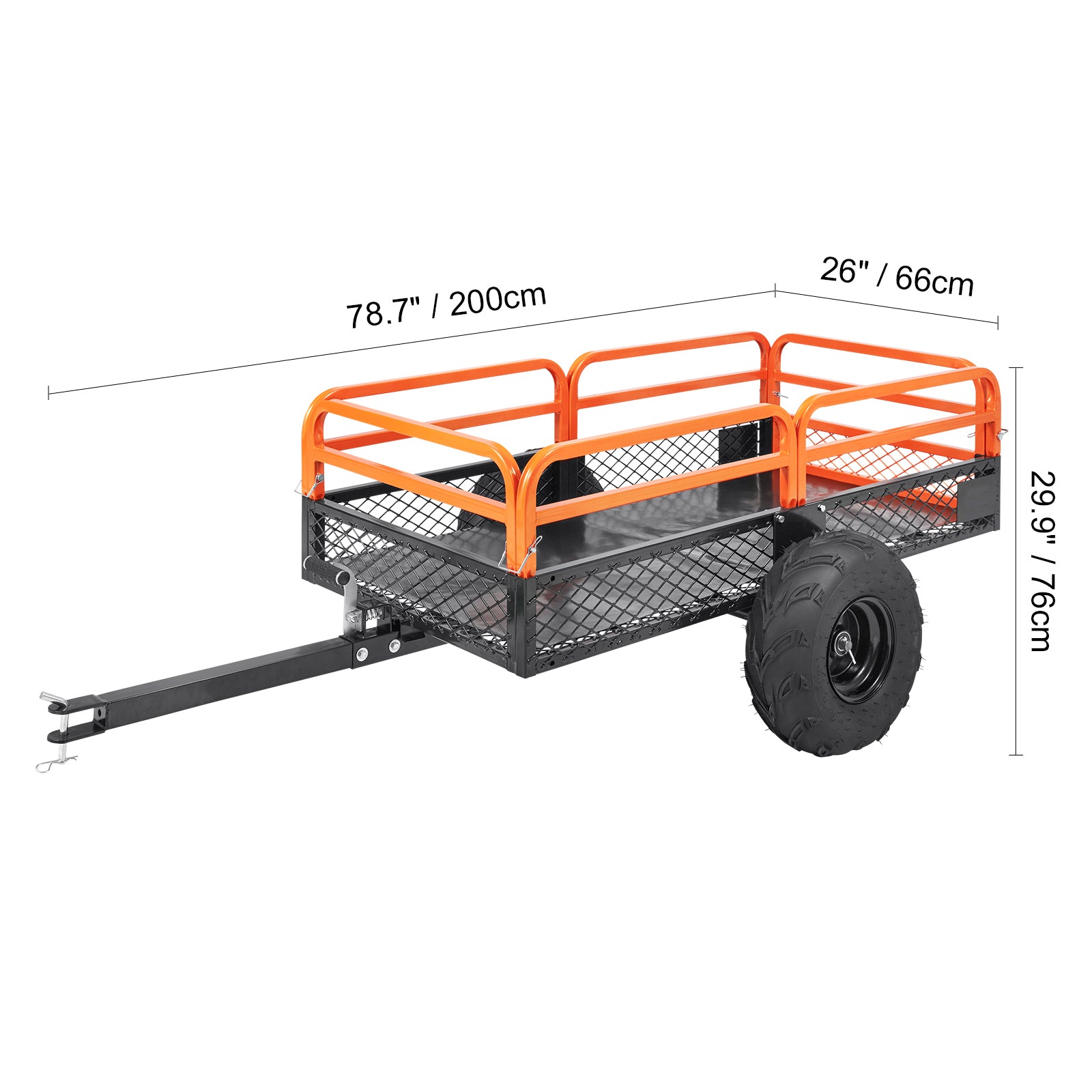 Heavy Duty Steel ATV Dump Trailer, 1500-Pound Load Capacity 15 Cubic Feet, Tow Behind Dump Cart Garden Trailer, with Removable Sides and 2 Tires, for Mowers, Tractors, ATV, UTV image 7