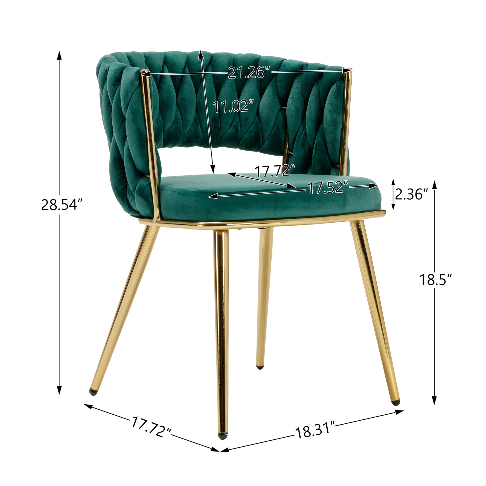HengMing Velvet woven modern dining chair with backrest and metal base, suitable for kitchen, restaurant and coffee shop set of 2 image 2