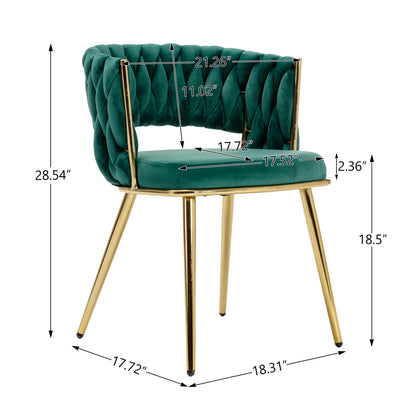 HengMing Velvet woven modern dining chair with backrest and metal base, suitable for kitchen, restaurant and coffee shop set of 2 image 2
