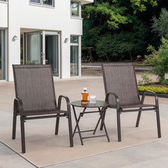 3 Piece Patio Set - Outdoor Camping Chairs & Folding Table (Grey)