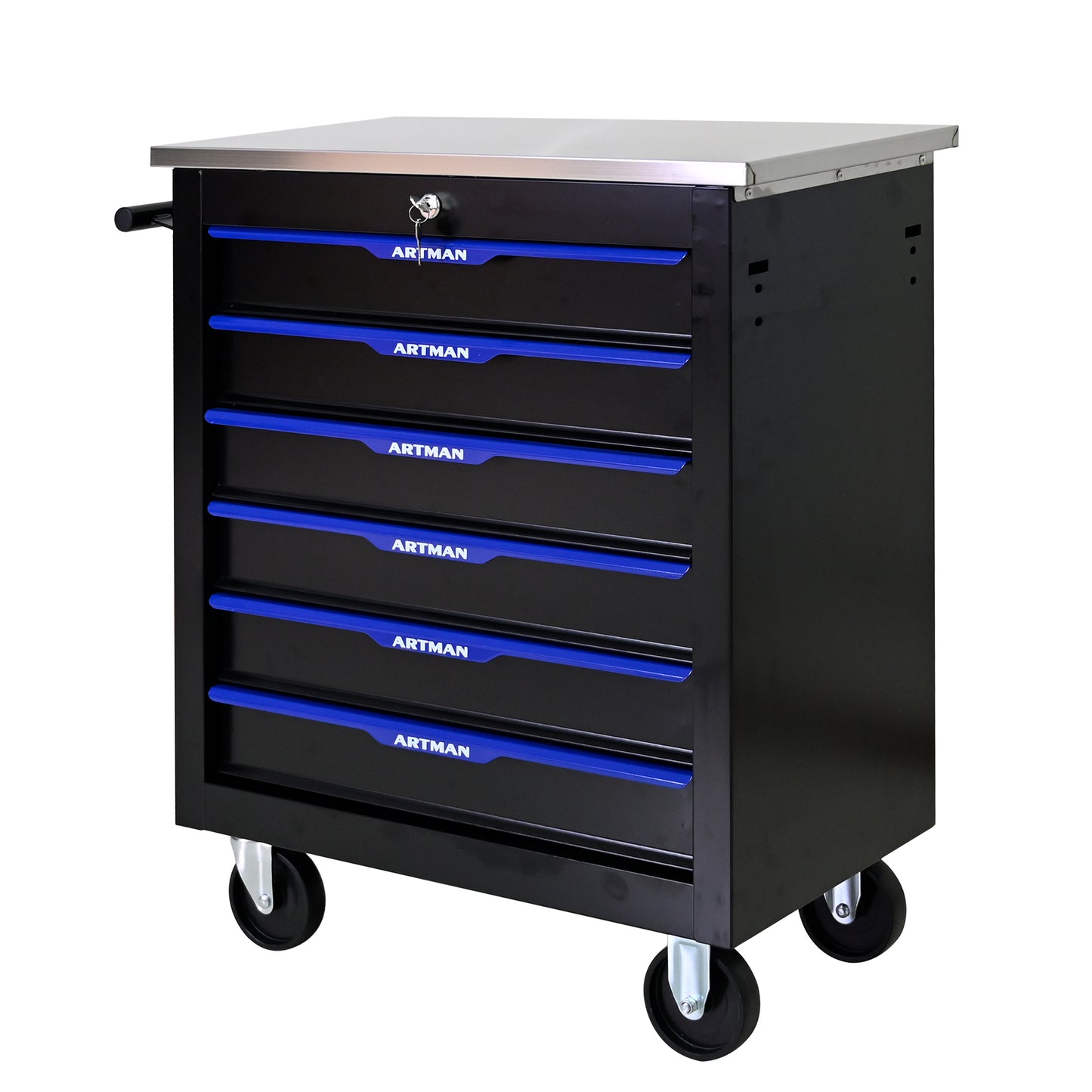 6 DRAWERS MULTIFUNCTIONAL TOOL CART WITH WHEELS-BLACK&BLUE image 9