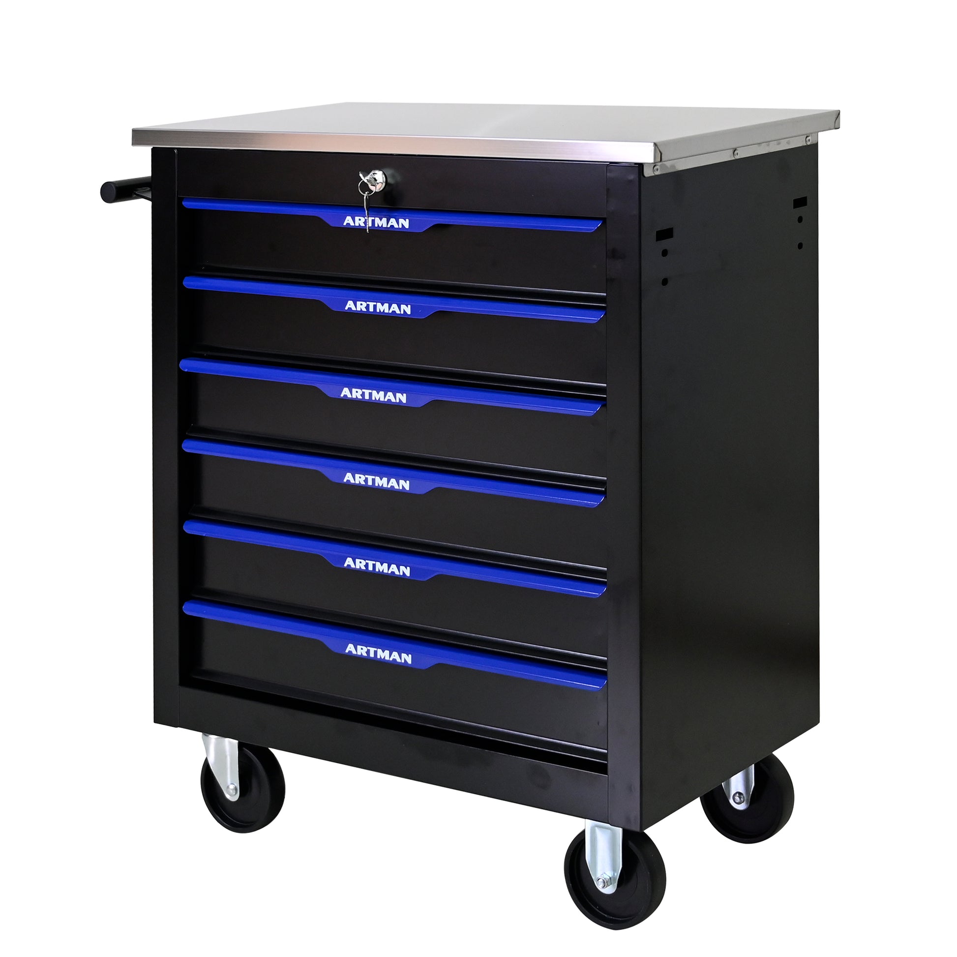 6 DRAWERS MULTIFUNCTIONAL TOOL CART WITH WHEELS-BLACK&BLUE image 9