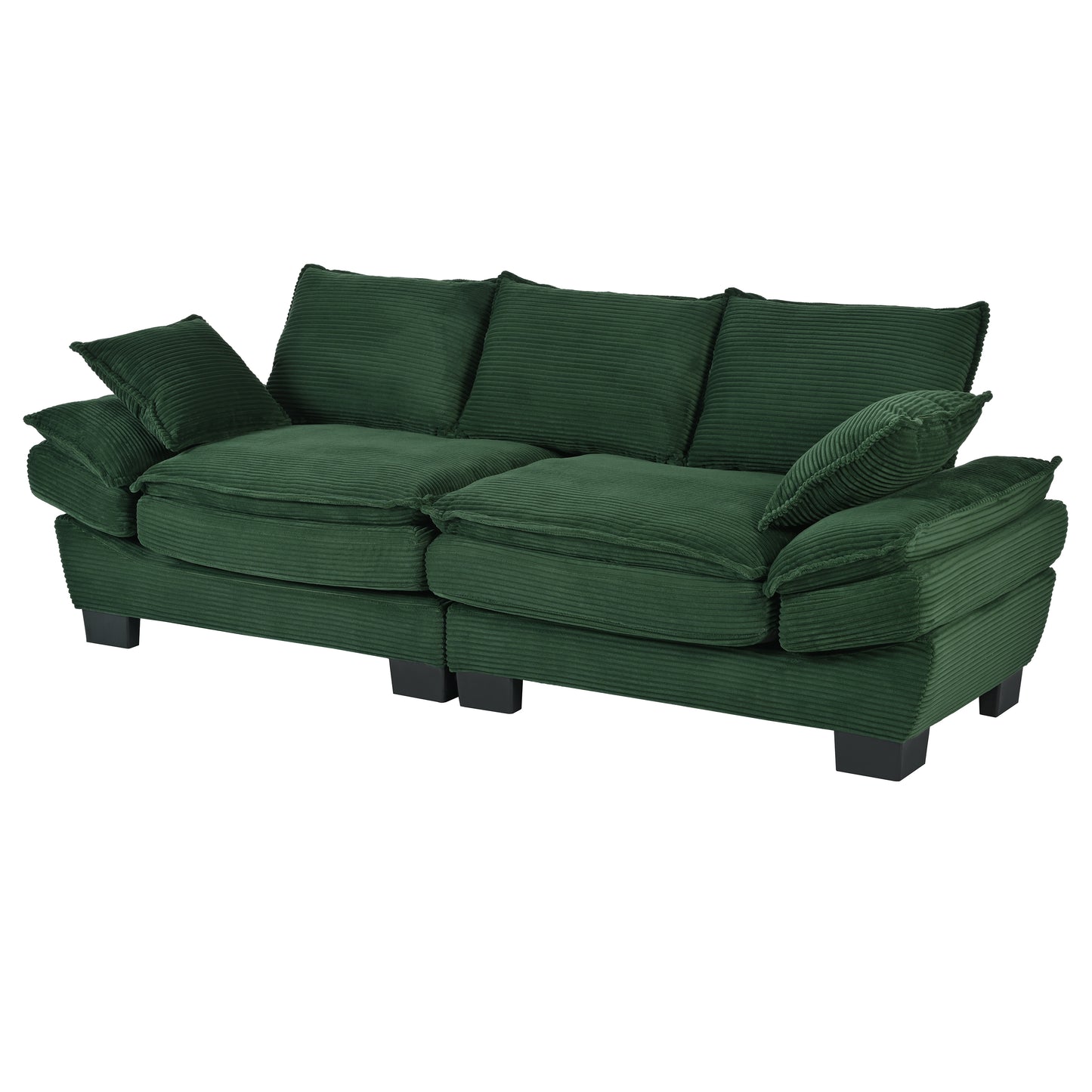 U-Style 85.4" Modern Curved Sofa, Back Upholstered Couch with 2 Decorative Throw Pillows, Corduroy Fabric Couch for Living Room, Bedroom, Apartment image 6