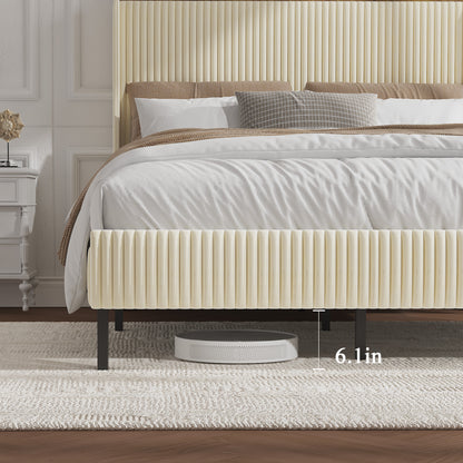 Queen Size Platform Bed, Metal Bed Frame with Charging Station, No Box Spring Needed, (Beige), Noise Free,Easy Assemble. image 12