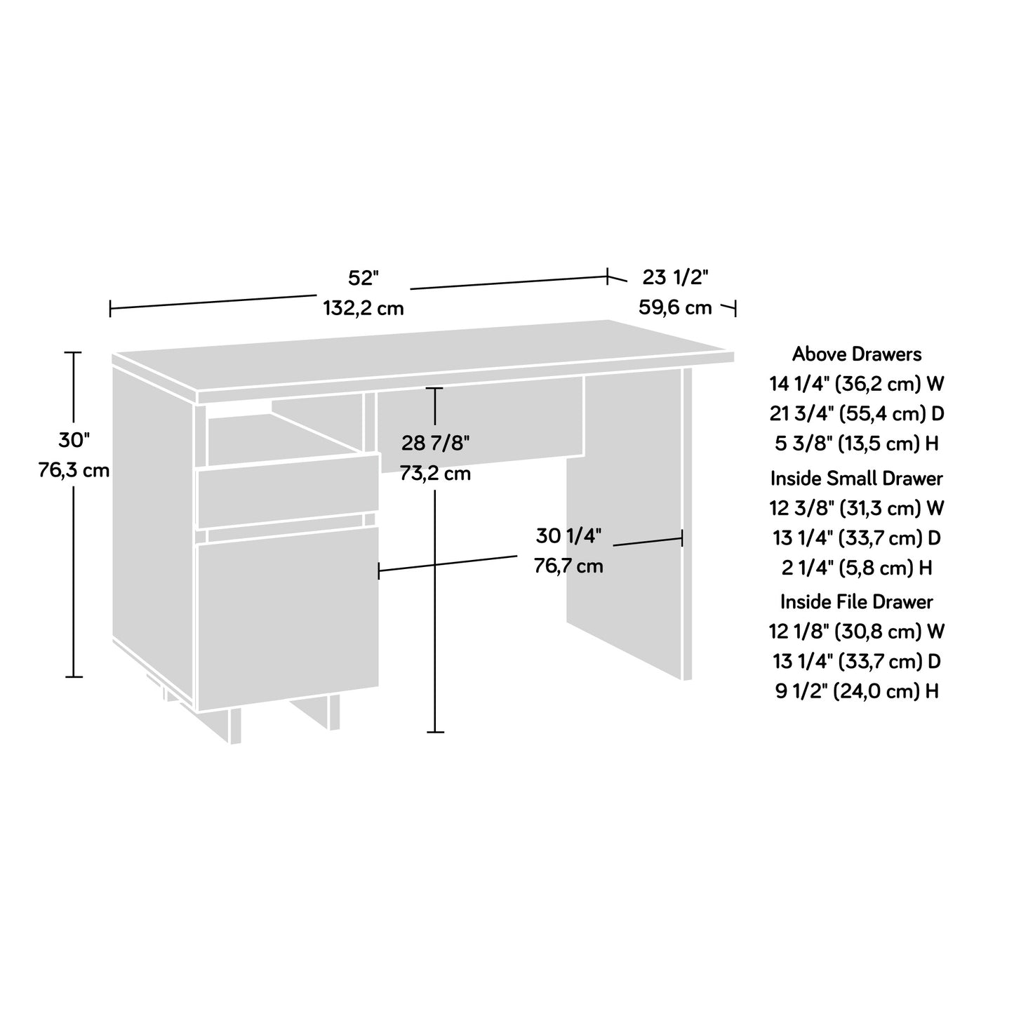 Desk with File Drawer, White finish image 4