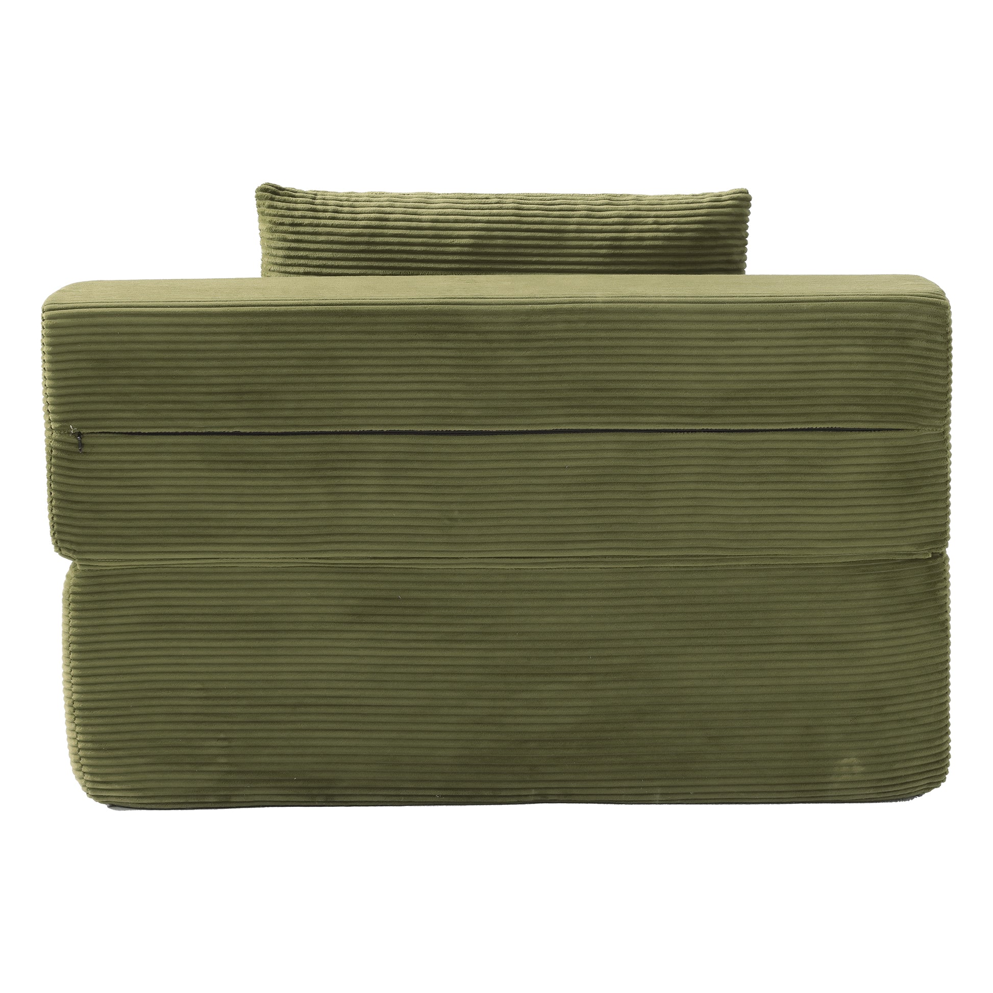 Luxurious Plush Corduroy Chaise Lounge with 3 Pillows, Convertible Sofa Bed with Storage Pocket, Frameless Design & Compression Foam for Small Spaces image 8