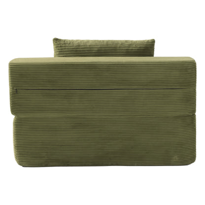 Luxurious Plush Corduroy Chaise Lounge with 3 Pillows, Convertible Sofa Bed with Storage Pocket, Frameless Design & Compression Foam for Small Spaces image 8